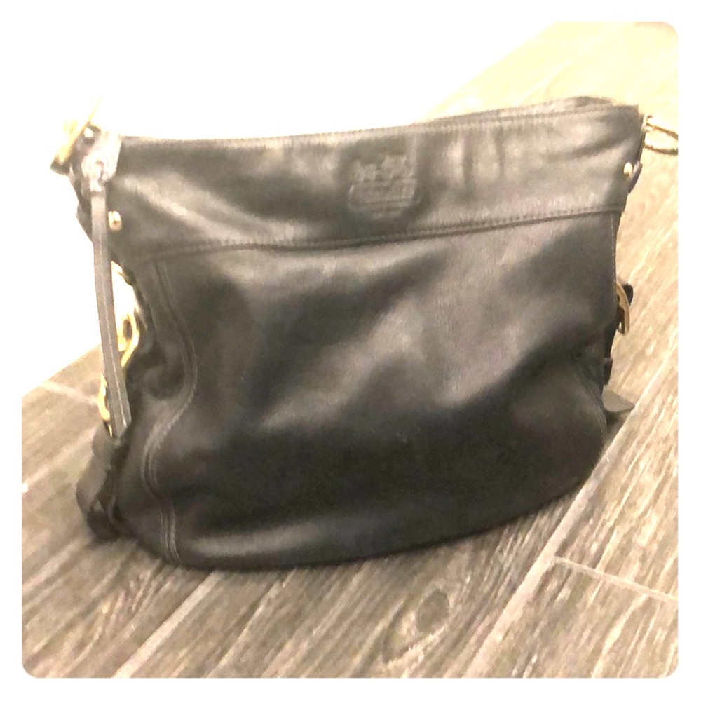 Coach black leather purse with gold hardware